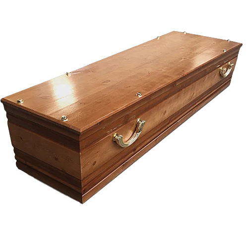 French Oak Coffin With Metal Handles